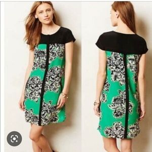 Anthropologie Maeve Ayame green silk dress size 0 euc